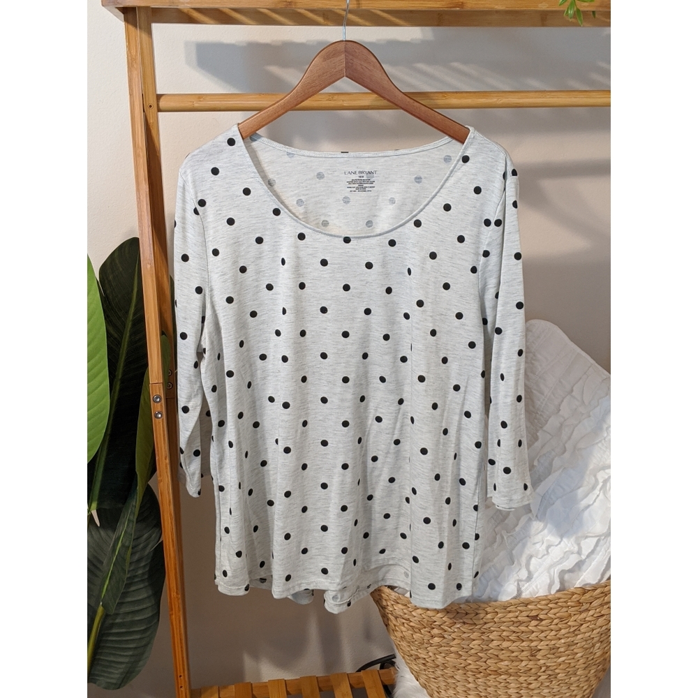 NWOT grey and black polka dot shirt